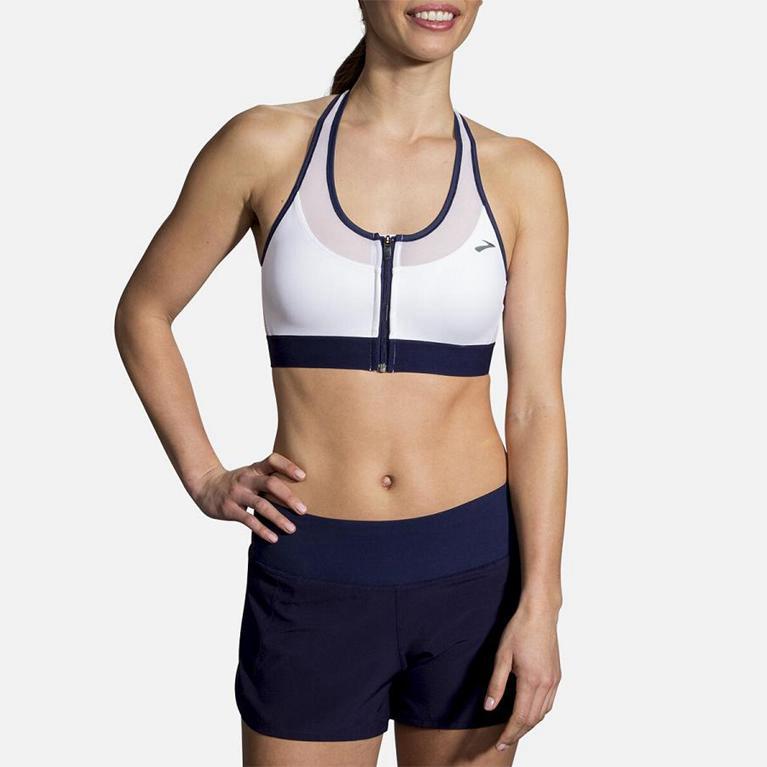 Brooks FastForward Zip Womens Running Bra - White - Indonesia (EGAS-48379)